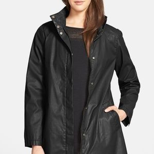 Eileen Fisher Waxed Stand Up Collar A-line Jacket